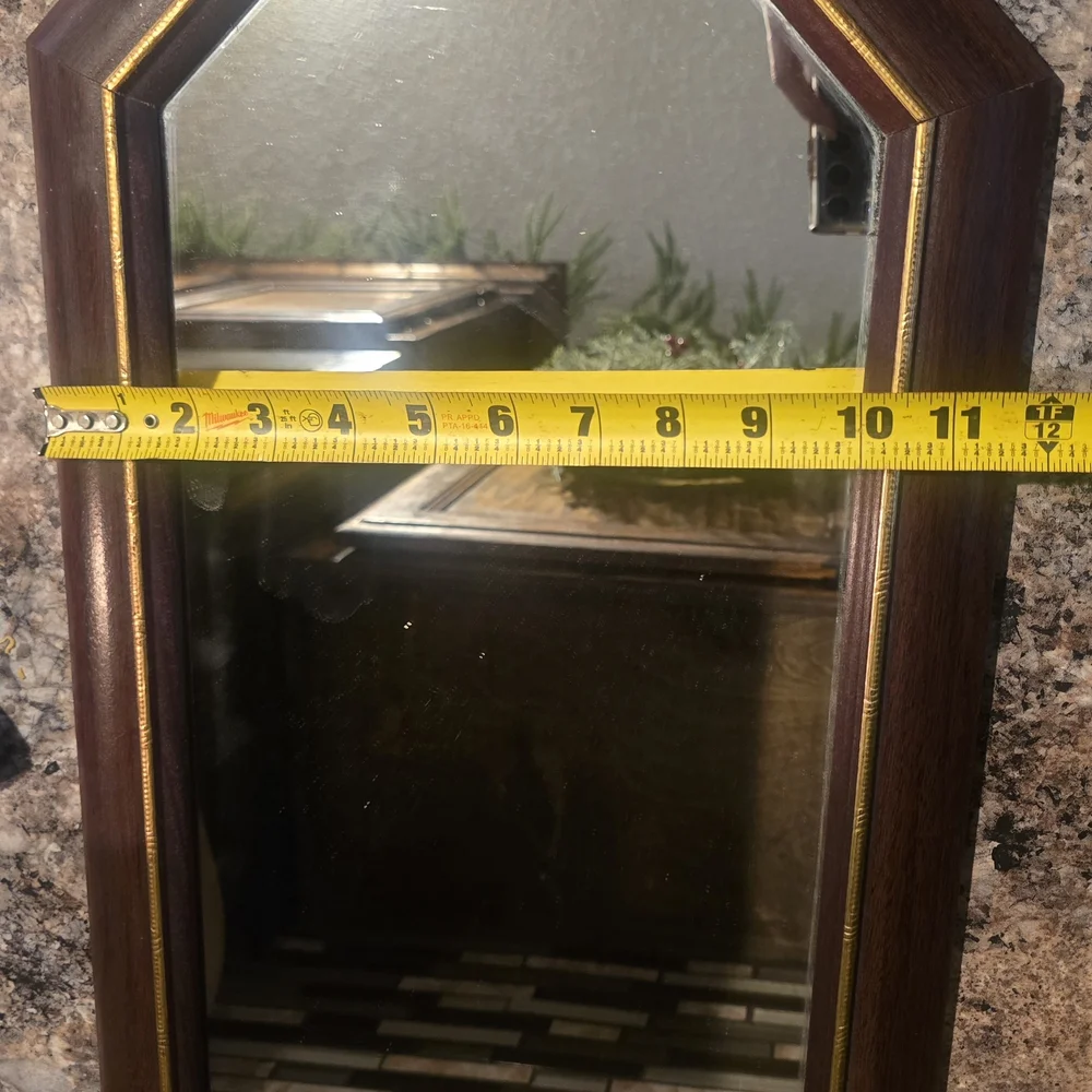 Vintage Home Interiors Octagon Wall Mirror | Wood Frame Gold Trim Decor